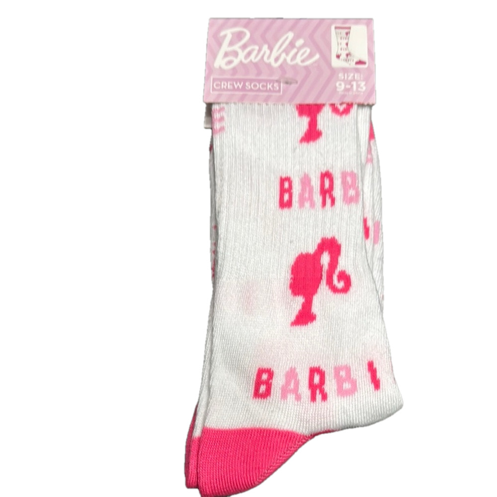 Mattel Barbie Crew Socks with Pink Accents NWT